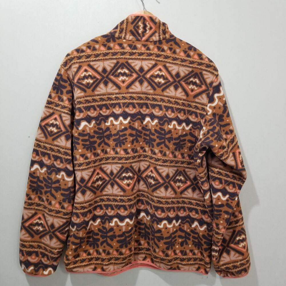 Patagonia Synchilla Womens XL Snap T Mangrove Henna Brown Aztec Tribal Fleece - Picture 5 of 11